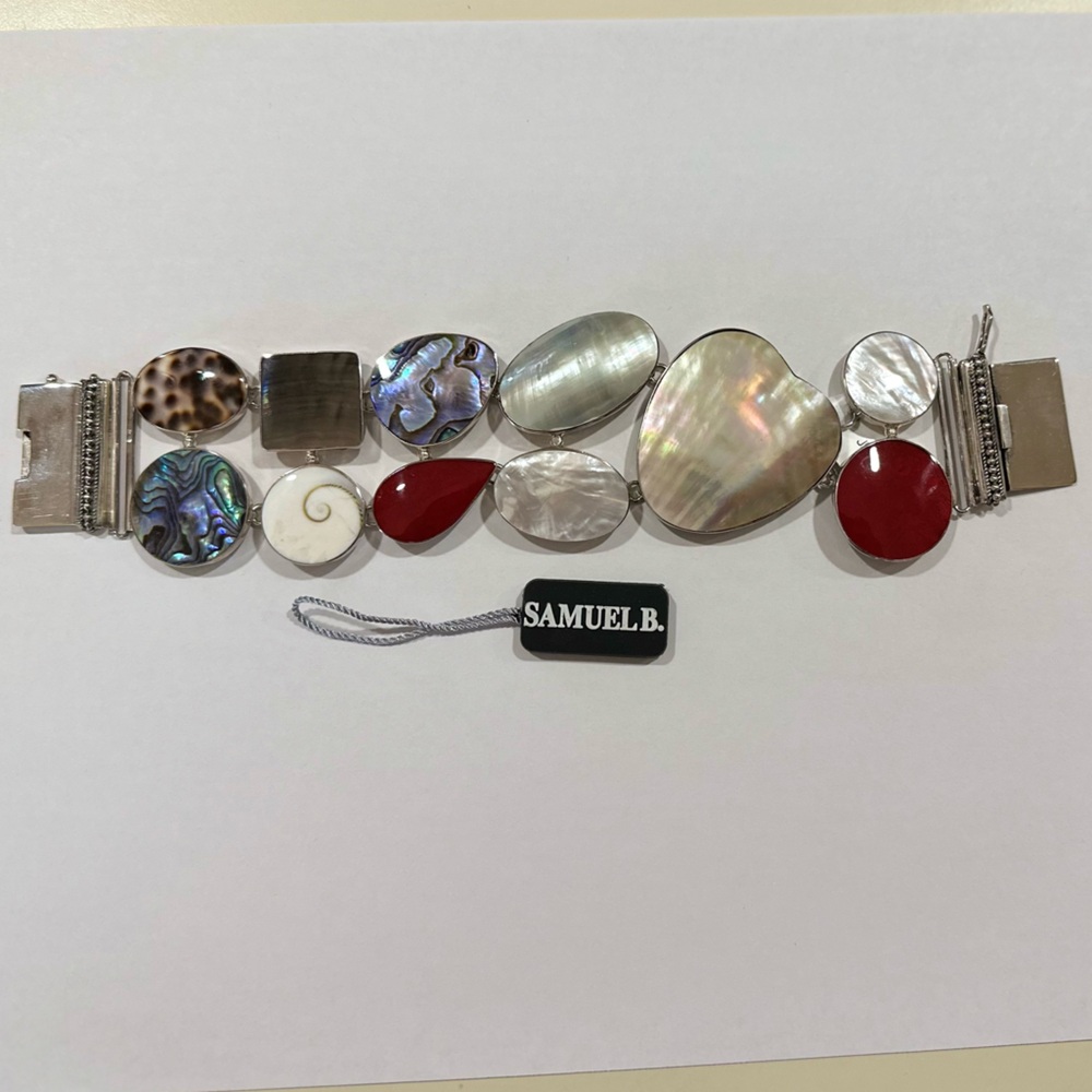 NWT Samuel B. Silver, Coral and Shell Bracelet